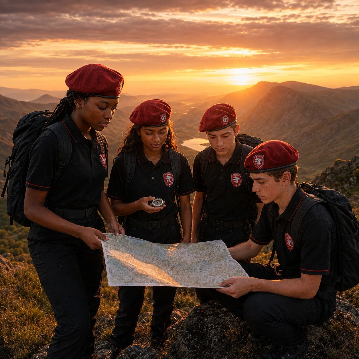 Ranger Cadets cadets planning a route during an outdoor expedition